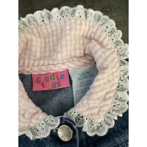 Vintage Cradle Togs kids Blue cherry Embroidered jean Denim Jacket Size 9M - Picture 5 of 6